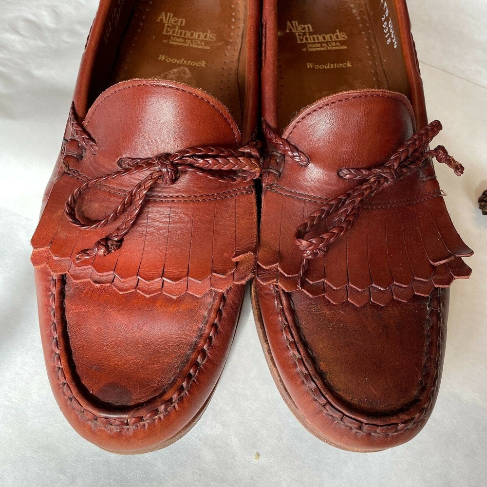 Allen Edmonds Woodstock Brown Leather Loafers 10 - Picture 7 of 7